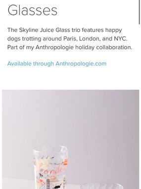 Anthropologie Skyline Glasses with Multicolor City Motifs